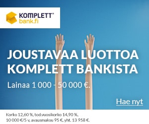 Komplett Bank.fi: Hae Heti Jopa 50.000€ Ilman Lyhennyspakkoa | Komplett Bank.